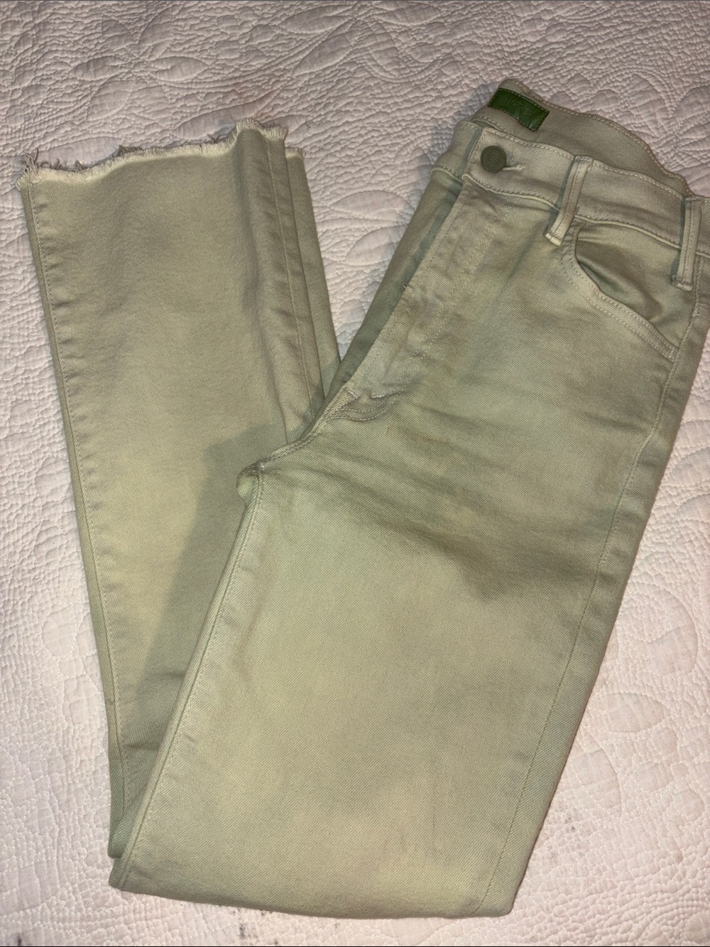 MOTHER Skinny Jeans in Light Sage Green